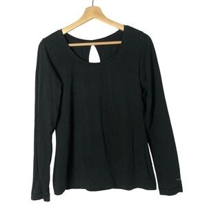 Columbia Black Scoop Neck Teardrop Back Long Sleeve T-Shirt S